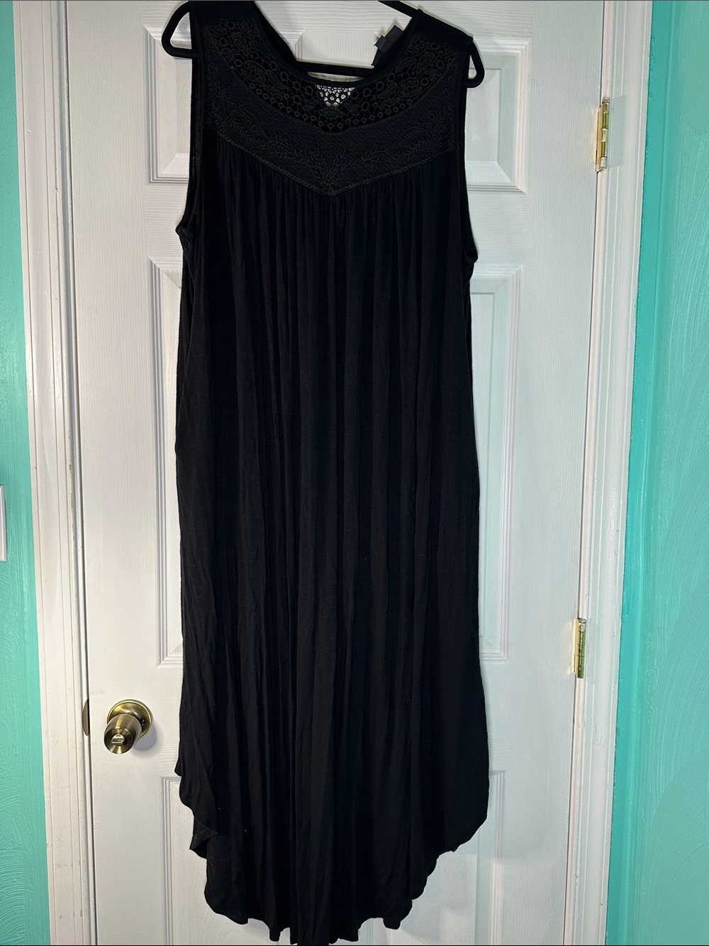 Lane Bryant Black Maxi Dress with Crochet Yoke